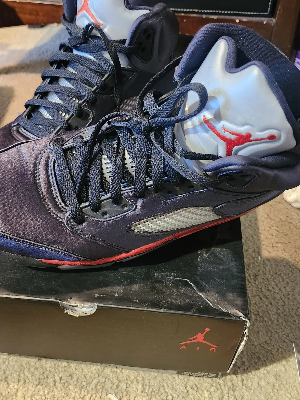 Jordan Air High-Top Sneakers in Black and Red